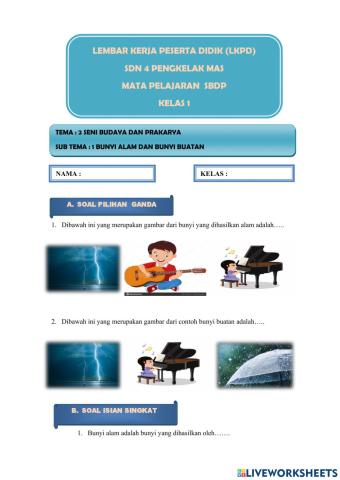 LKPD Kelas 1 Tema 2 Subtema 2 SBDP