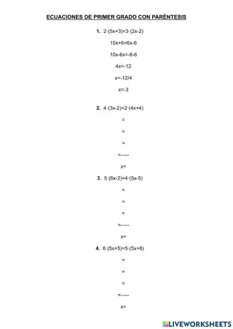 Ecuaciones de primer grado con paréntesis