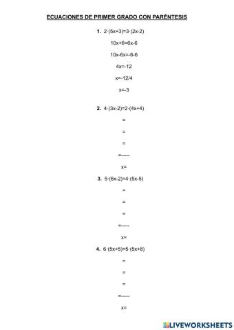 Ecuaciones de primer grado con paréntesis
