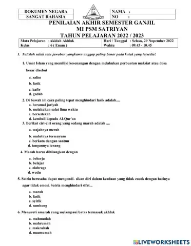 Pat 6 akidah nopember 2022