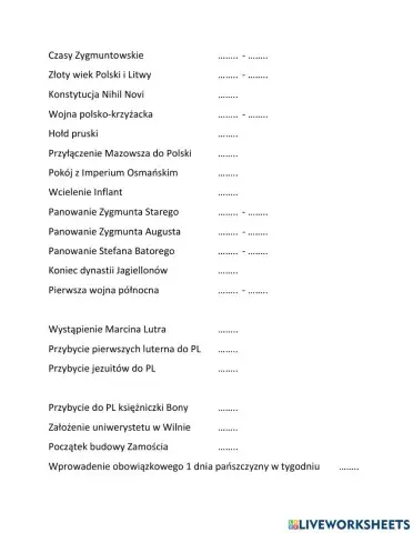 Kl 6 Historia - Czasy Zygmuntowskie