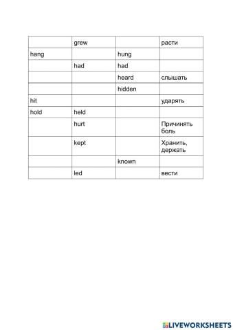 Irregular verbs