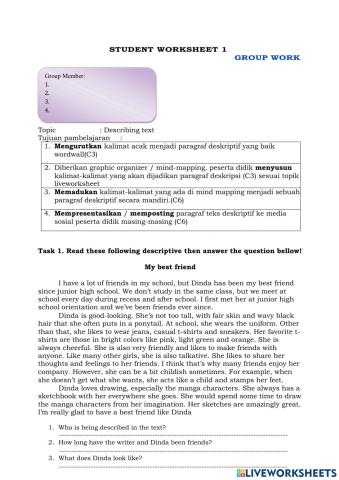 Descriptive text in a group