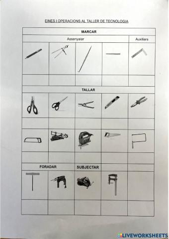 Eines del taller de Tecnologia