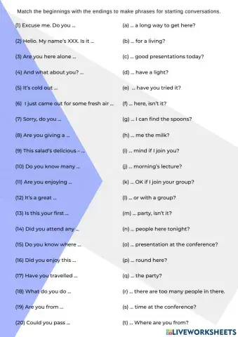 Breaking the ice - conversation starters