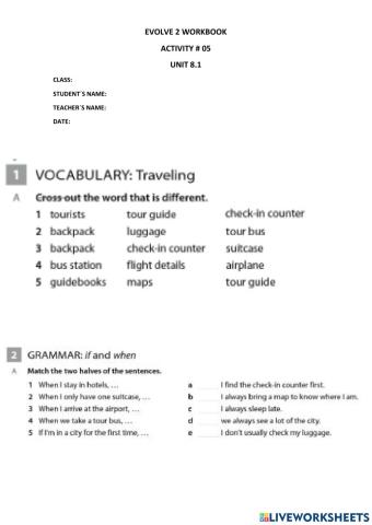 EVOLVE 2 UNIT 8.1 workbook
