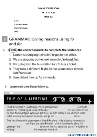 EVOLVE 2 UNIT 8.2 workbook