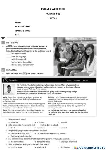 EVOLVE 2 UNIT 8.4 workbook