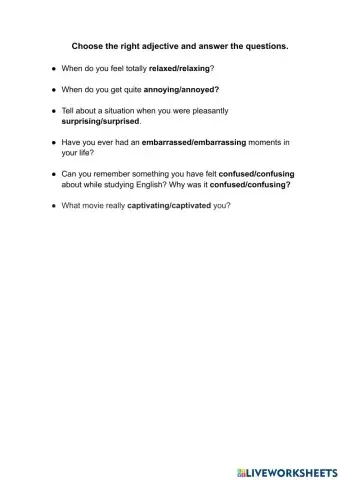 Ed - Ing adjectives speaking