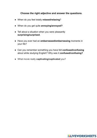 Ed - Ing adjectives speaking