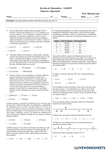 Revisão Números e Operações