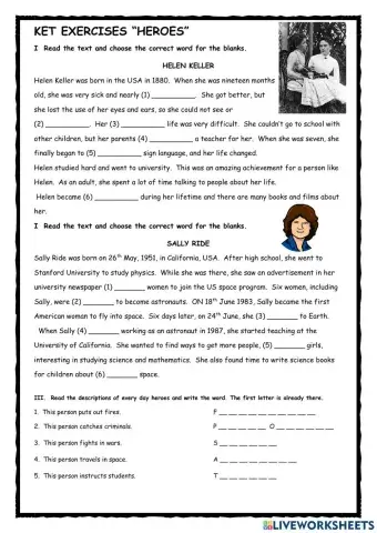 KET Exercises -Heroes-