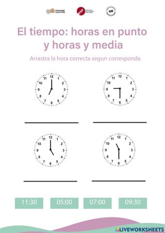 El tiempo: horas en punto y horas y media