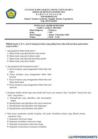 Pas Prakarya kelas 8