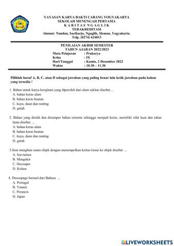 PAS Prakarya kelas 9