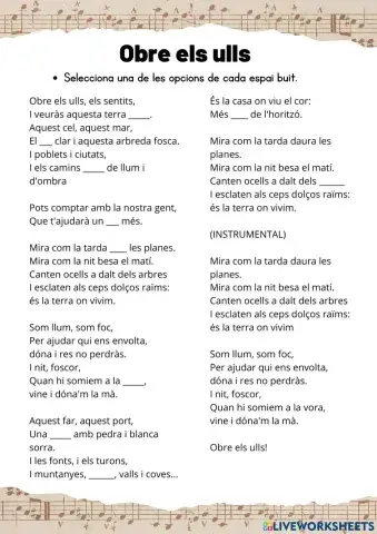 Cançó Obre els ulls