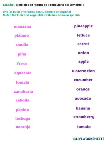 Fruits and Vegetables