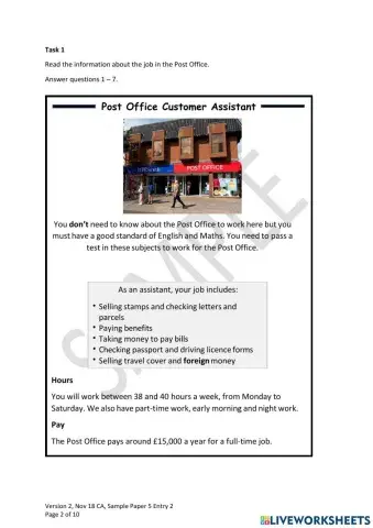 ESB Reading  Entry 2 Reading Exam D texts 1 & 2