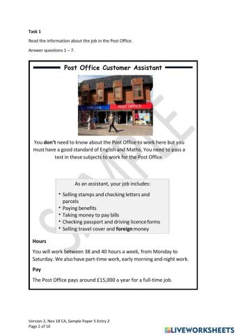 ESB Reading  Entry 2 Reading Exam D texts 1 & 2