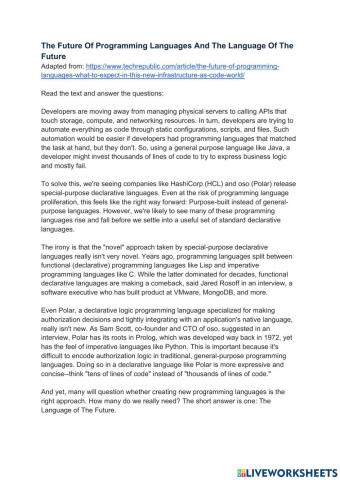 The Future Of Programming Languages And The Language Of The Future