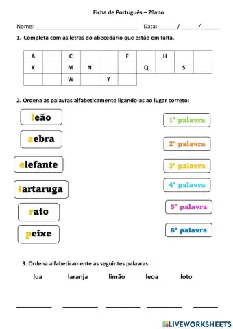 Ordenar palavras alfabeticamente