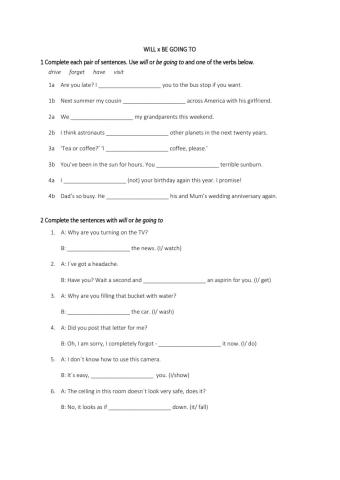 WILL x BE GOING TO choose