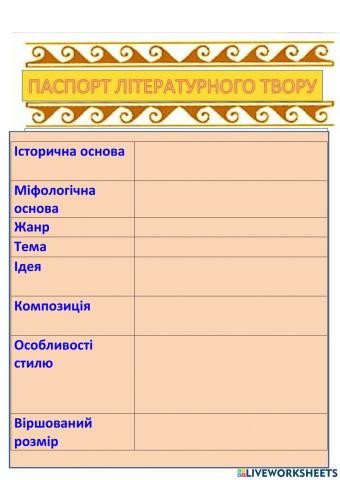 Паспорт твору