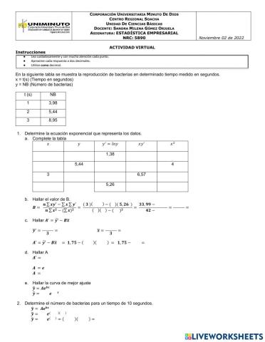 Regresión exponencial EMPRESARIAL