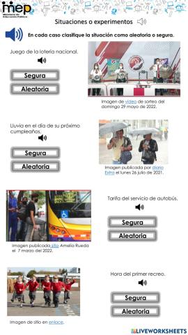 Situaciones o experimentos