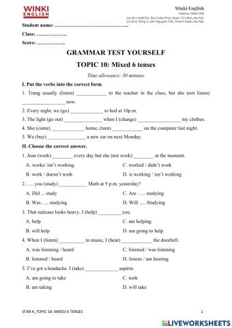 G4 - Topic 10 Test