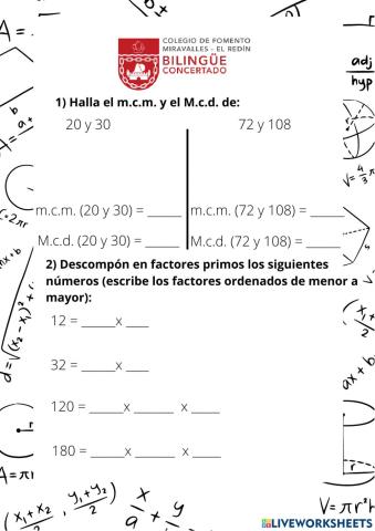 Maximo divisor y minimo comun multiplo-Sexto