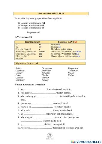 ELE A1.1 Presente de los verbos regulares