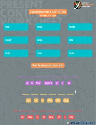 Present Continuous Worksheet 2