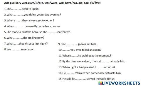 Auxiliaries practice