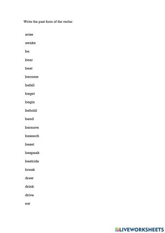 Irregular verbs past simple past form 2