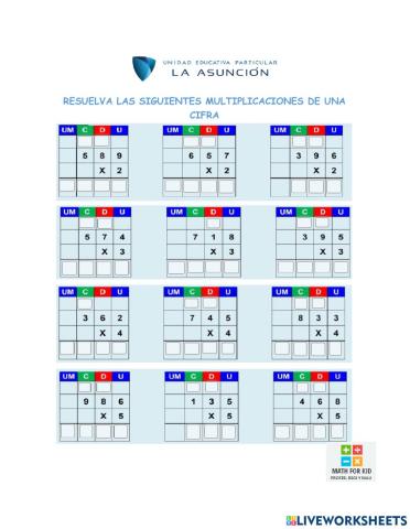 Multiplicaciones con reagrupación