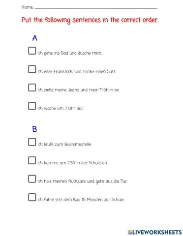Sequence my morning routine