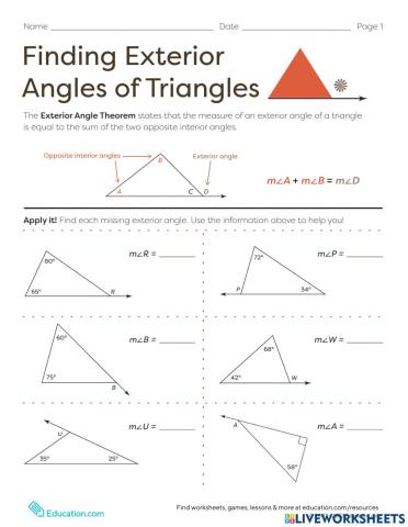 Triangles: Exterior Angles Theorem