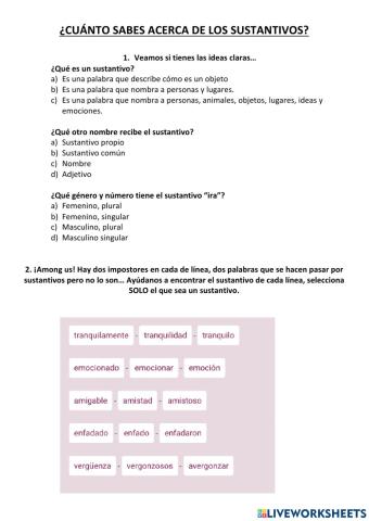 Repaso sustantivos