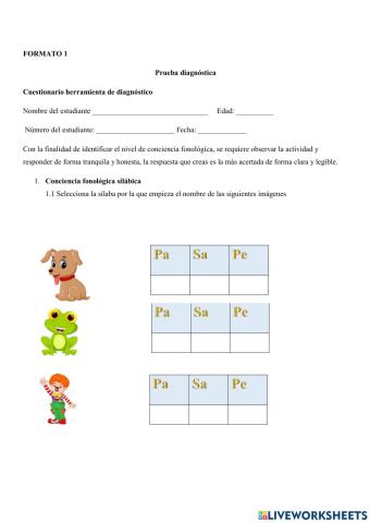 PRUEBA  DE ENTRADA O DISGNÓSTICA.
