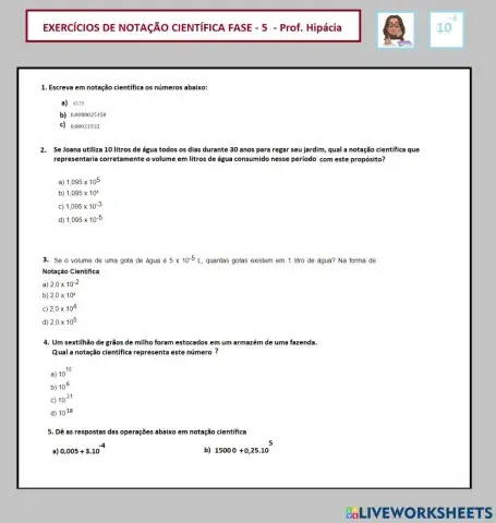 Situações problema com  notação científica