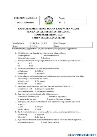 Soal pas alquran hadis