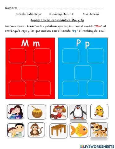 Sonido consonántico Mm - Pp