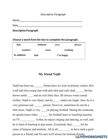 Descriptive Paragraph