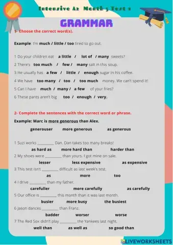 INTENSIVE A2 MONTH 3 TEST 1