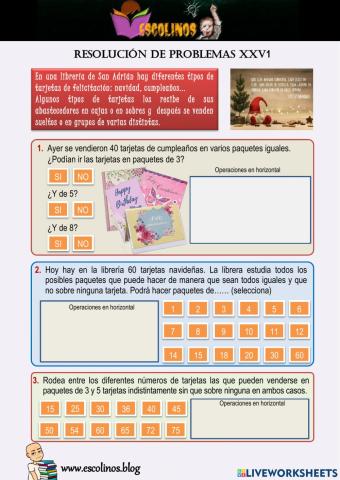 Matemáticas 5º. Resolución de problemas XXV1