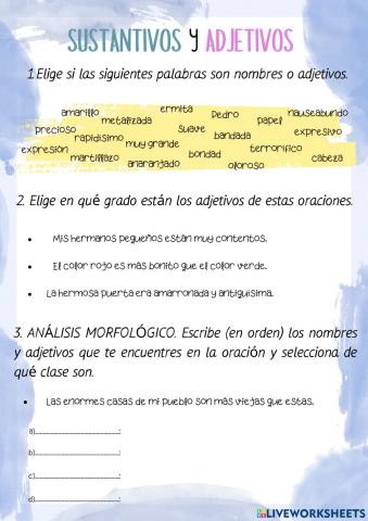 Nombres y adjetivos