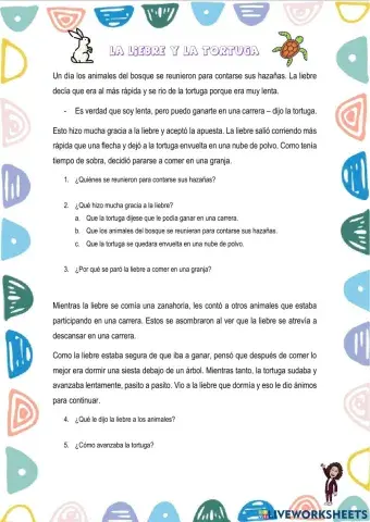 Prueba evaluación - la liebre y la tortuga