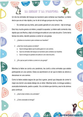 Prueba evaluación - la liebre y la tortuga