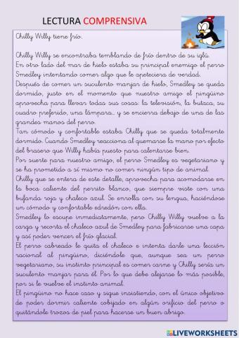 Lectura comprensiva - Chilly Willy